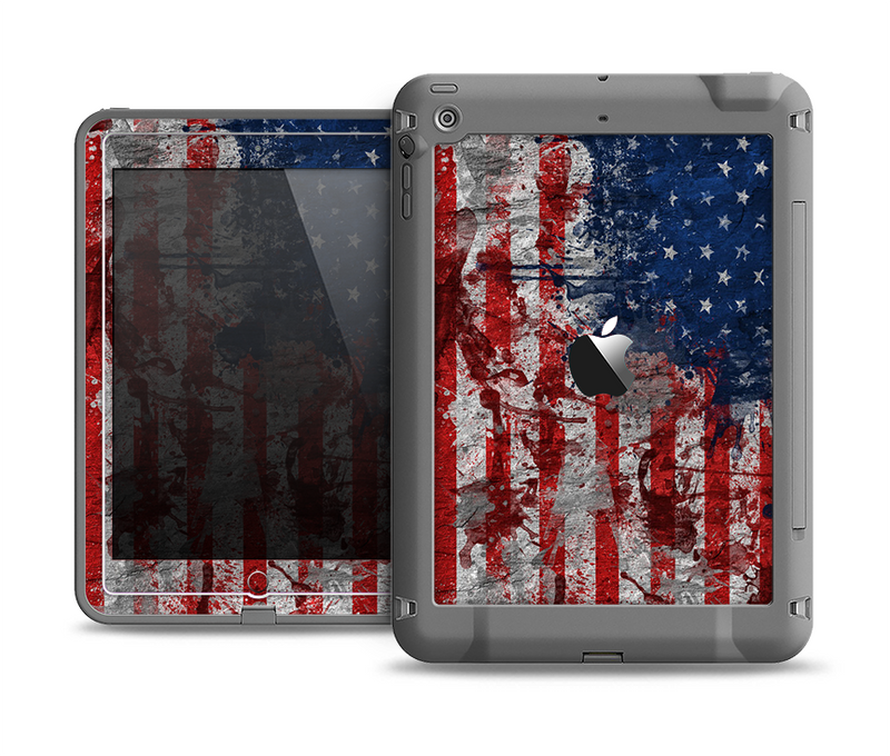 The Grungy American Flag Apple iPad Air LifeProof Fre Case Skin Set