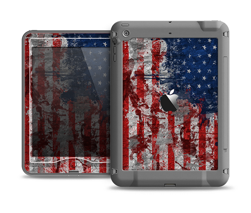 The Grungy American Flag Apple iPad Air LifeProof Nuud Case Skin Set