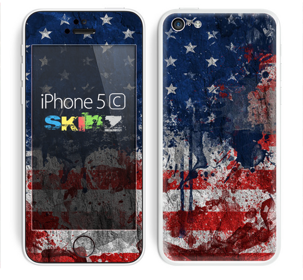 The Grungy American Flag Skin for the Apple iPhone 5c