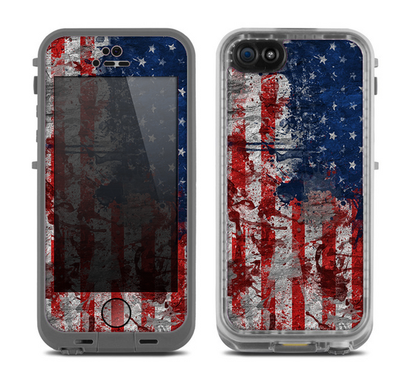 The Grungy American Flag Skin for the Apple iPhone 5c LifeProof Fre Case
