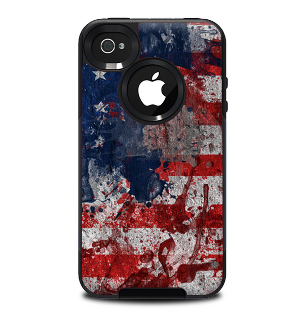 The Grungy American Flag Skin for the iPhone 4-4s OtterBox Commuter Case