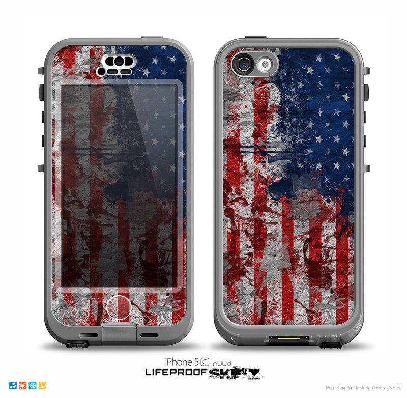 The Grungy American Flag Skin for the iPhone 5c nüüd LifeProof Case