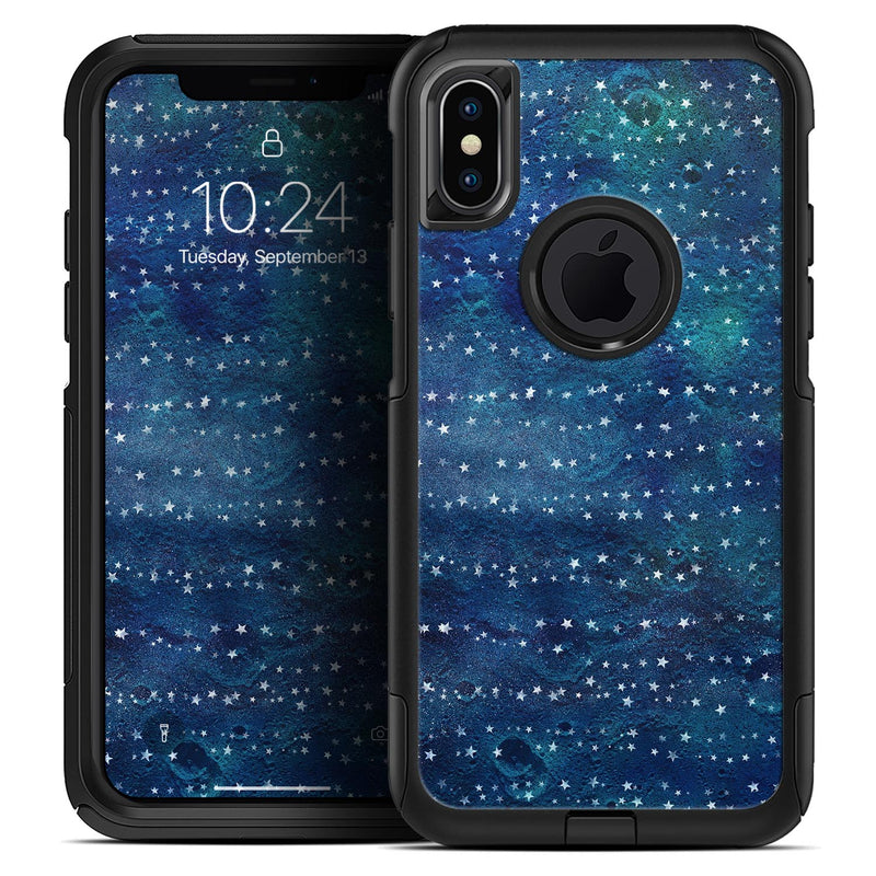 The Grungy Blue Green Stars Surface - Skin Kit for the iPhone OtterBox Cases