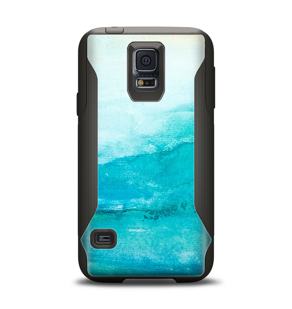 The Grungy Blue Watercolor Surface Samsung Galaxy S5 Otterbox Commuter Case Skin Set