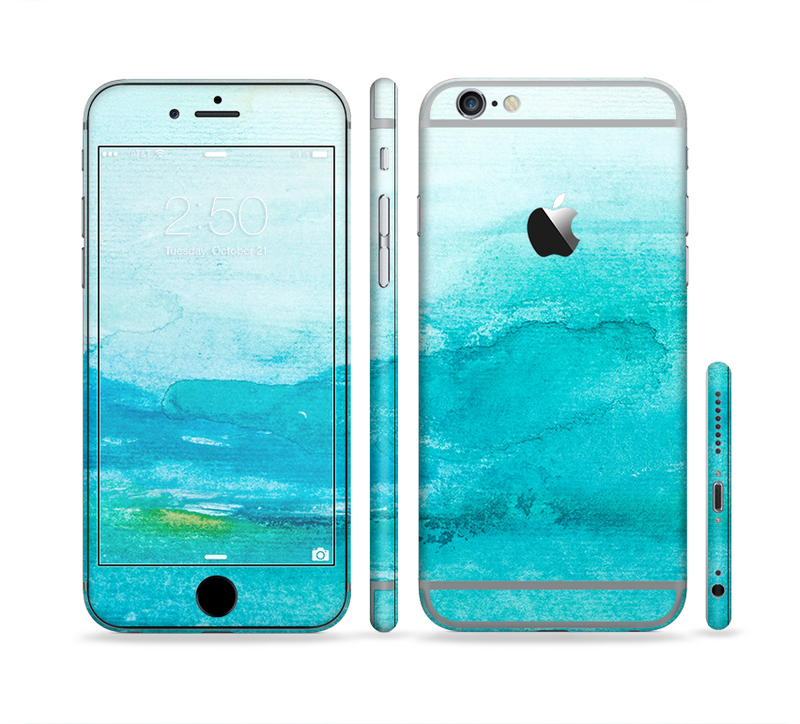 The Grungy Blue Watercolor Surface Sectioned Skin Series for the Apple iPhone 6