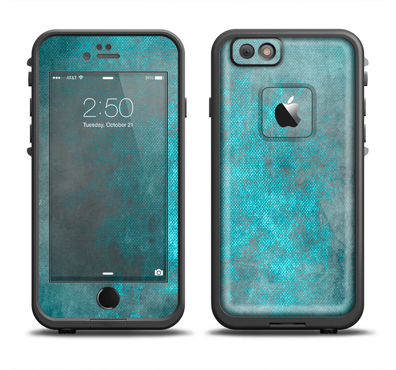 The Grungy Bright Teal Surface Apple iPhone 6/6s Plus LifeProof Fre Case Skin Set