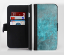 The Grungy Bright Teal Surface Ink-Fuzed Leather Folding Wallet Credit-Card Case for the Apple iPhone 6/6s, 6/6s Plus, 5/5s and 5c