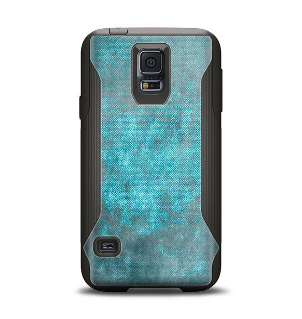 The Grungy Bright Teal Surface Samsung Galaxy S5 Otterbox Commuter Case Skin Set