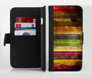 The Grungy Color Stripes Ink-Fuzed Leather Folding Wallet Credit-Card Case for the Apple iPhone 6/6s, 6/6s Plus, 5/5s and 5c