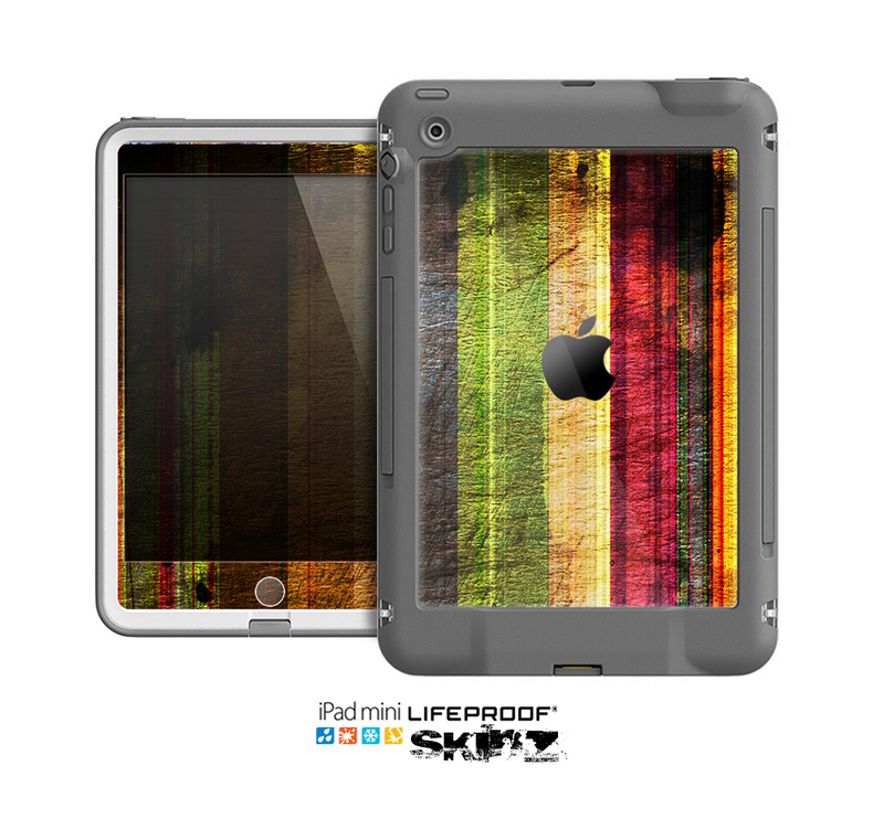 The Grungy Color Stripes Skin for the Apple iPad Mini LifeProof Case