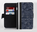 The Grungy Dark Blue Brick Wall Ink-Fuzed Leather Folding Wallet Credit-Card Case for the Apple iPhone 6/6s, 6/6s Plus, 5/5s and 5c