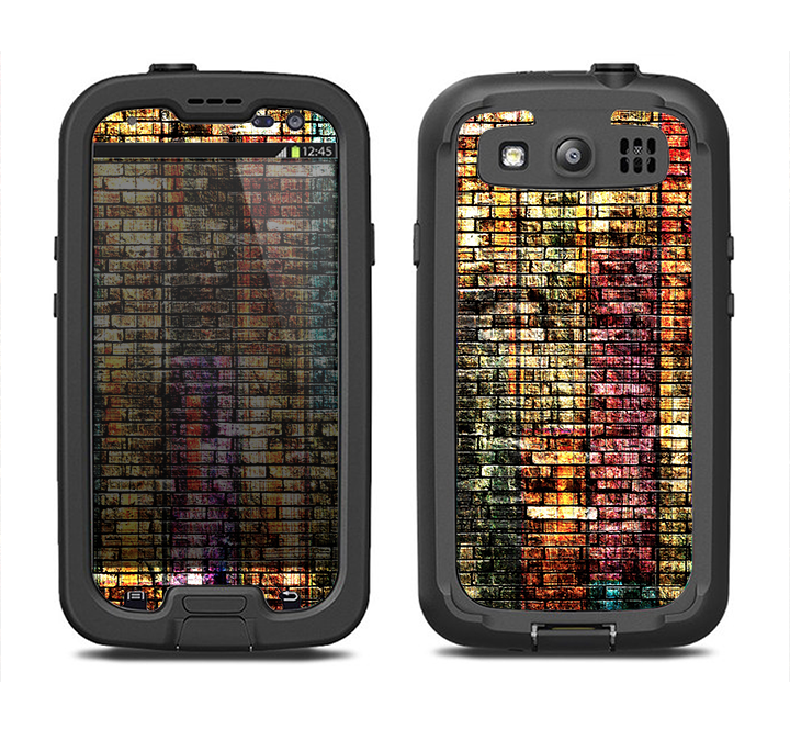 The Grungy Dark Small Tiled Samsung Galaxy S4 LifeProof Nuud Case Skin Set