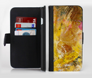 The Grungy Golden Paint Ink-Fuzed Leather Folding Wallet Credit-Card Case for the Apple iPhone 6/6s, 6/6s Plus, 5/5s and 5c