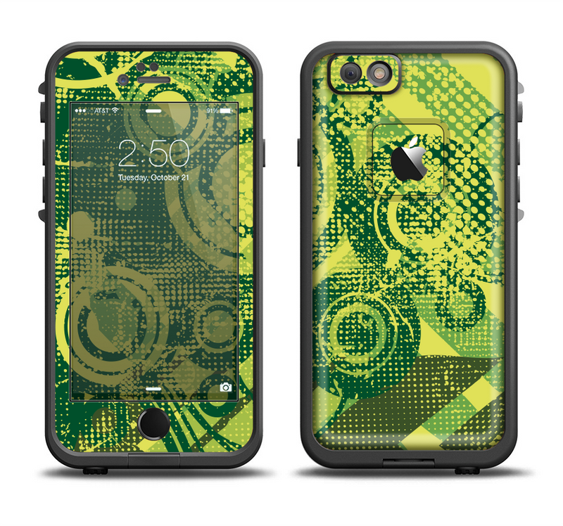 The Grungy Green Messy Pattern V2 Apple iPhone 6/6s Plus LifeProof Fre Case Skin Set