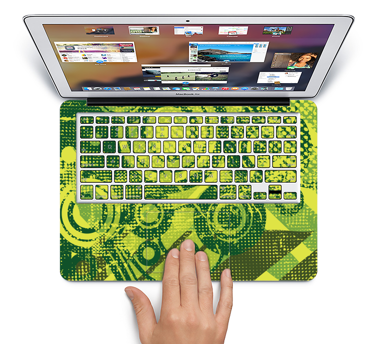 The Grungy Green Messy Pattern V2 Skin Set for the Apple MacBook Air 13"