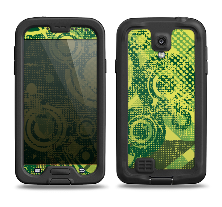 The Grungy Green Messy Pattern V2 Samsung Galaxy S4 LifeProof Nuud Case Skin Set