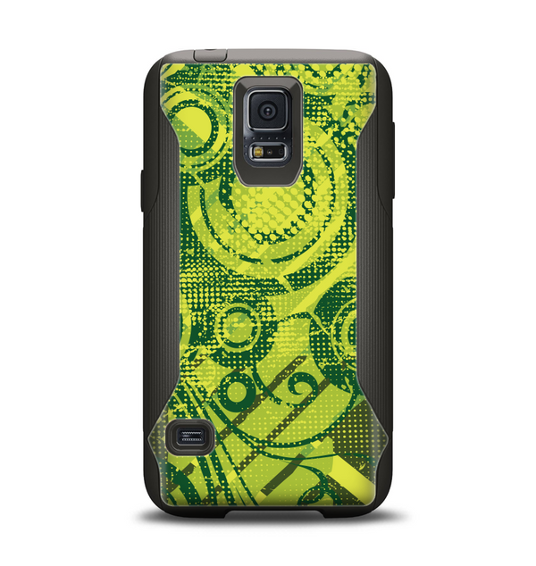 The Grungy Green Messy Pattern V2 Samsung Galaxy S5 Otterbox Commuter Case Skin Set
