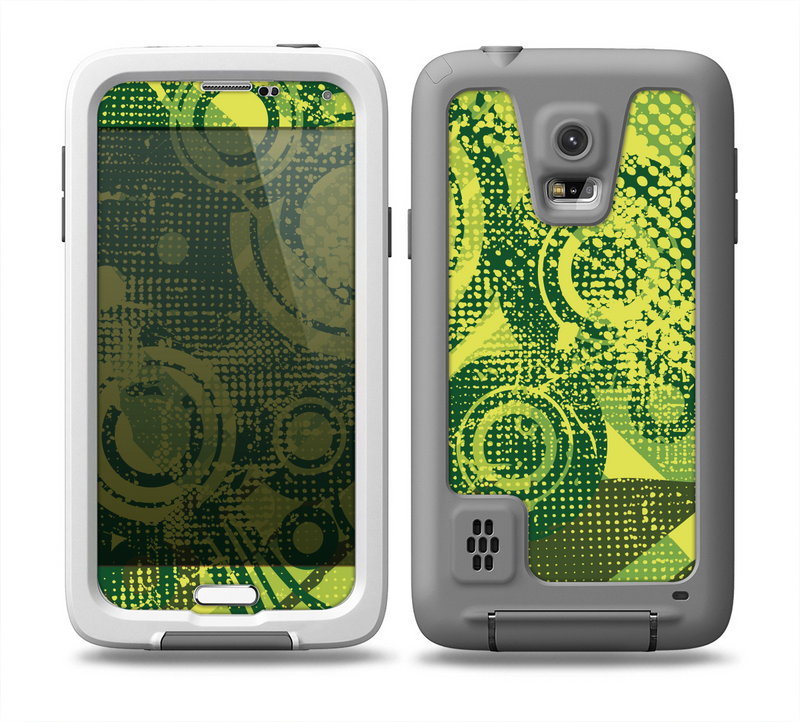 The Grungy Green Messy Pattern V2 Skin for the Samsung Galaxy S5 frē LifeProof Case
