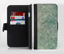 The Grungy Green Painted Fabric Ink-Fuzed Leather Folding Wallet Credit-Card Case for the Apple iPhone 6/6s, 6/6s Plus, 5/5s and 5c