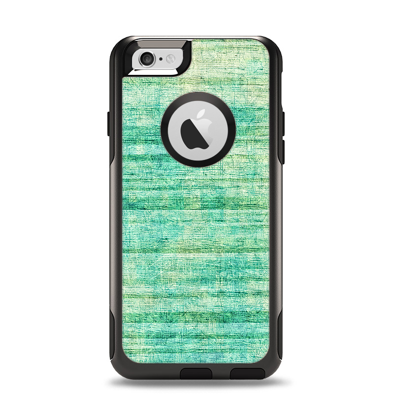 The Grungy Horizontal Green Lines Apple iPhone 6 Otterbox Commuter Case Skin Set