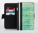 The Grungy Horizontal Green Lines Ink-Fuzed Leather Folding Wallet Credit-Card Case for the Apple iPhone 6/6s, 6/6s Plus, 5/5s and 5c