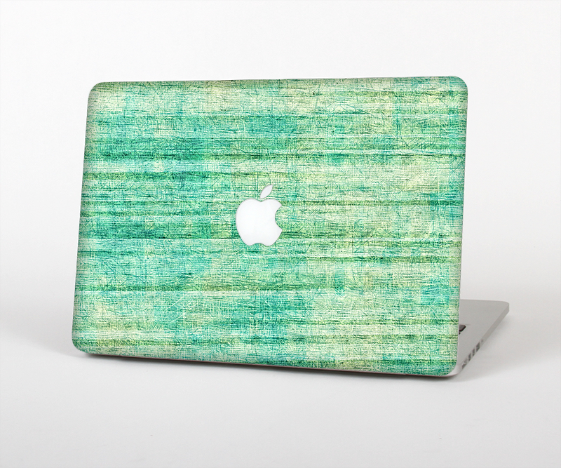 The Grungy Horizontal Green Lines Skin Set for the Apple MacBook Pro 15" with Retina Display