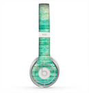 The Grungy Horizontal Green Lines Skin for the Beats by Dre Solo 2 Headphones