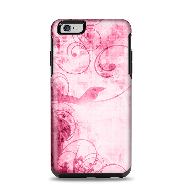The Grungy Pink Painted Swirl Pattern Apple iPhone 6 Plus Otterbox Symmetry Case Skin Set