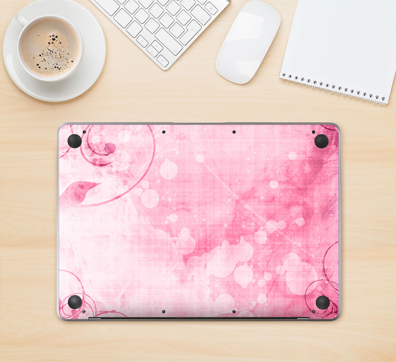 The Grungy Pink Painted Swirl Pattern Skin Kit for the 12" Apple MacBook (A1534)
