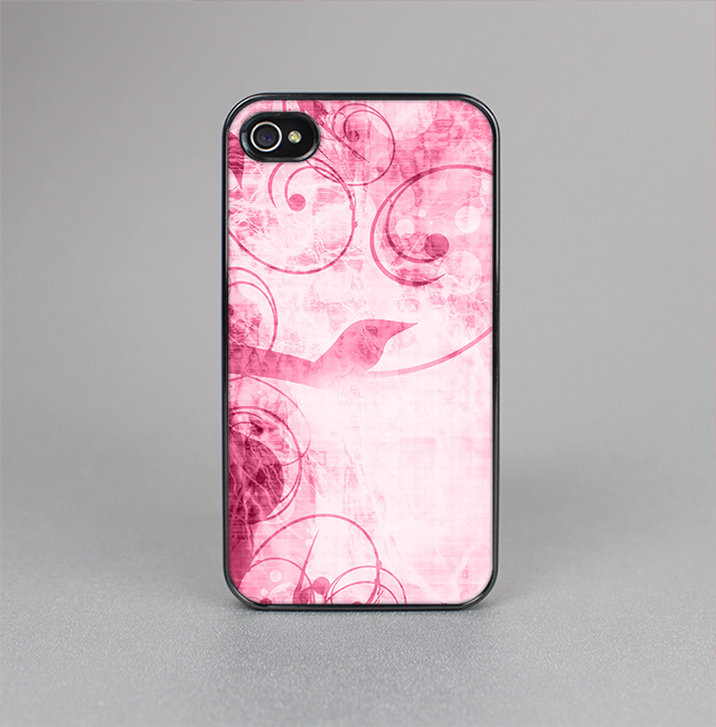 The Grungy Pink Painted Swirl Pattern Skin-Sert for the Apple iPhone 4-4s Skin-Sert Case