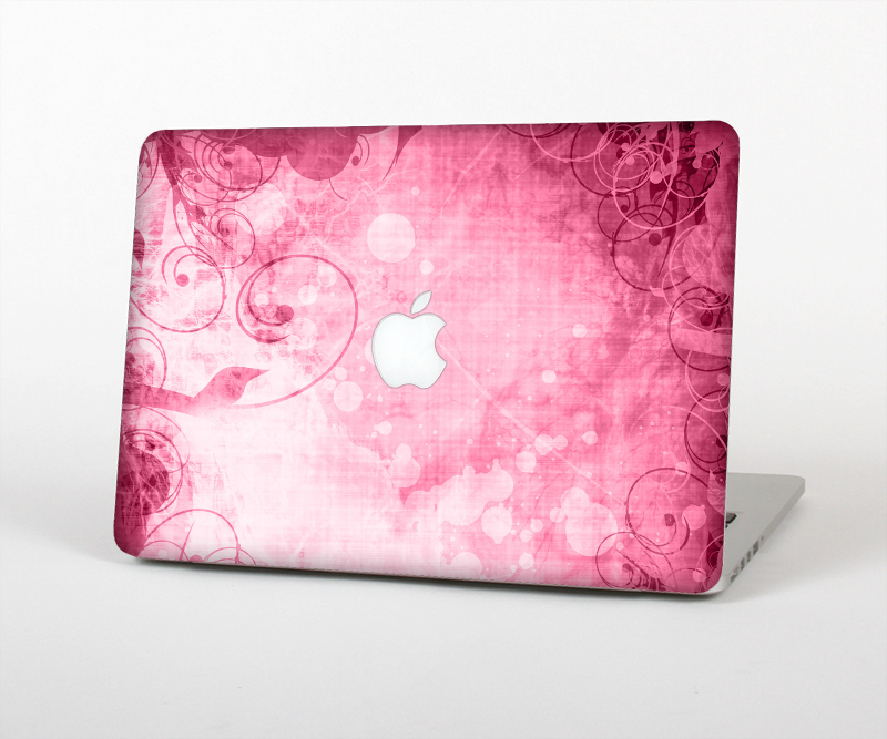 The Grungy Pink Painted Swirl Pattern Skin Set for the Apple MacBook Pro 15" with Retina Display