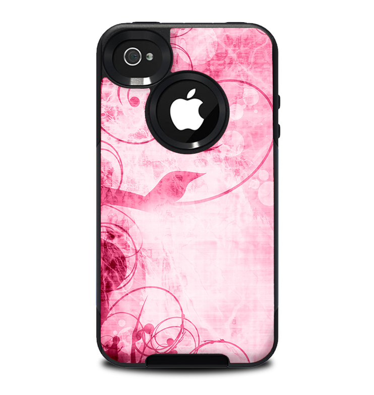 The Grungy Pink Painted Swirl Pattern Skin for the iPhone 4-4s OtterBox Commuter Case