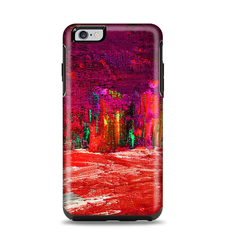 The Grungy Red Abstract Paint Apple iPhone 6 Plus Otterbox Symmetry Case Skin Set
