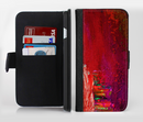 The Grungy Red Abstract Paint Ink-Fuzed Leather Folding Wallet Credit-Card Case for the Apple iPhone 6/6s, 6/6s Plus, 5/5s and 5c