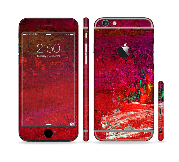The Grungy Red Abstract Paint Sectioned Skin Series for the Apple iPhone 6 Plus