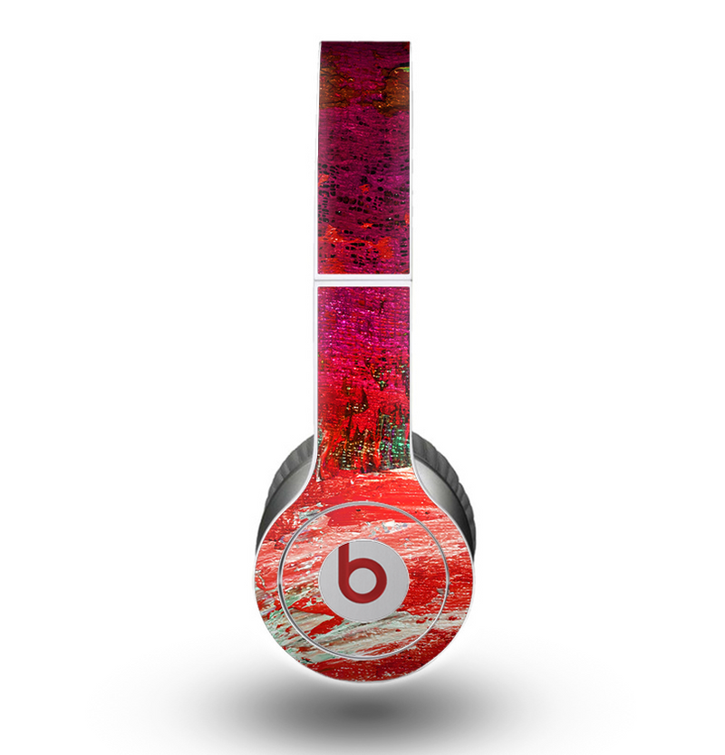 The Grungy Red Abstract Paint Skin for the Beats by Dre Original Solo-Solo HD Headphones