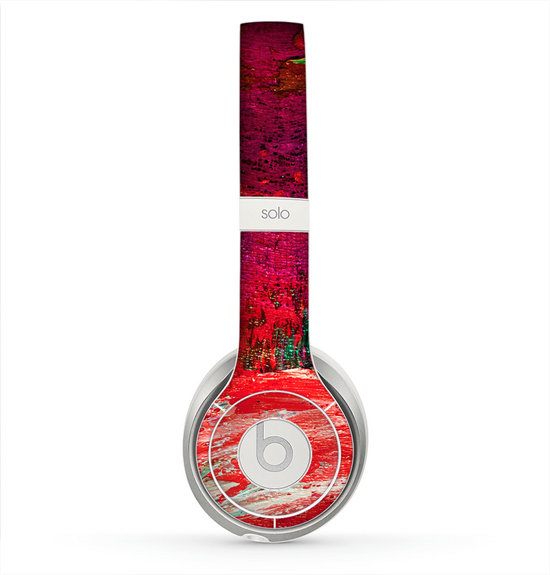 The Grungy Red Abstract Paint Skin for the Beats by Dre Solo 2 Headphones