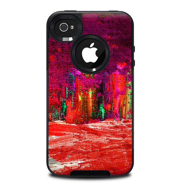 The Grungy Red Abstract Paint Skin for the iPhone 4-4s OtterBox Commuter Case