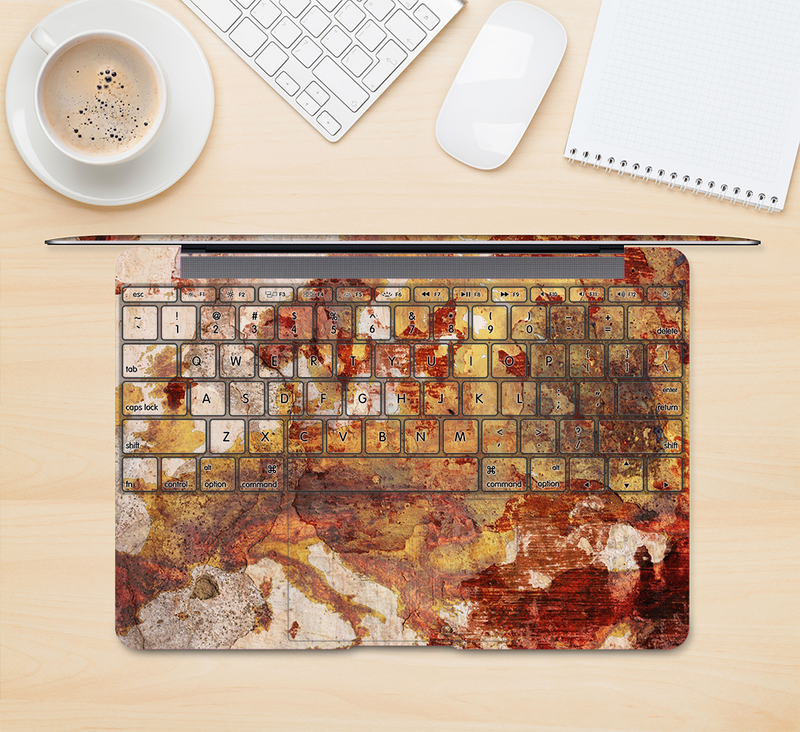 The Grungy Red Panel V3 Skin Kit for the 12" Apple MacBook (A1534)