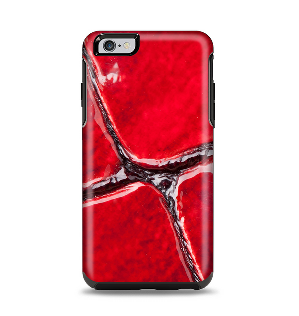 The Grungy Red Scale Texture Apple iPhone 6 Plus Otterbox Symmetry Case Skin Set