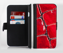 The Grungy Red Scale Texture Ink-Fuzed Leather Folding Wallet Credit-Card Case for the Apple iPhone 6/6s, 6/6s Plus, 5/5s and 5c