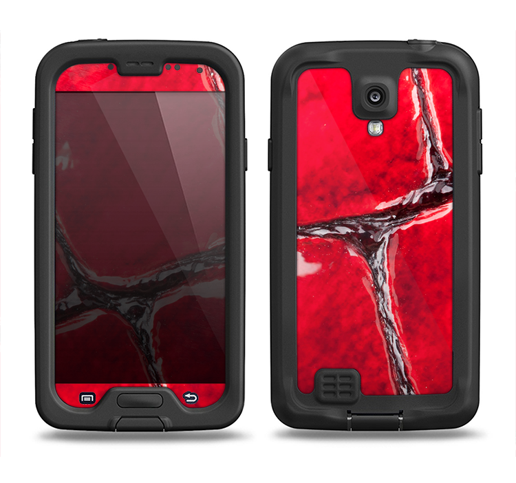 The Grungy Red Scale Texture Samsung Galaxy S4 LifeProof Fre Case Skin Set