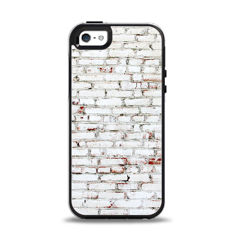 The Grungy Red & White Brick Wall Apple iPhone 5-5s Otterbox Symmetry Case Skin Set