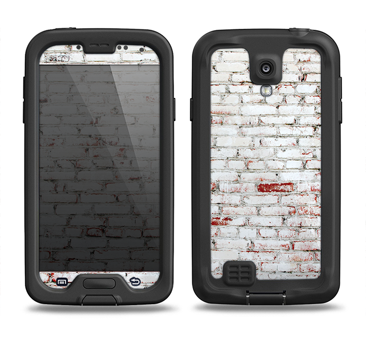 The Grungy Red & White Brick Wall Samsung Galaxy S4 LifeProof Fre Case Skin Set