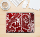 The Grungy Red & White Stitched Pattern Skin Kit for the 12" Apple MacBook (A1534)