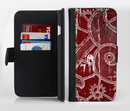 The Grungy Red & White Stitched Pattern Ink-Fuzed Leather Folding Wallet Credit-Card Case for the Apple iPhone 6/6s, 6/6s Plus, 5/5s and 5c