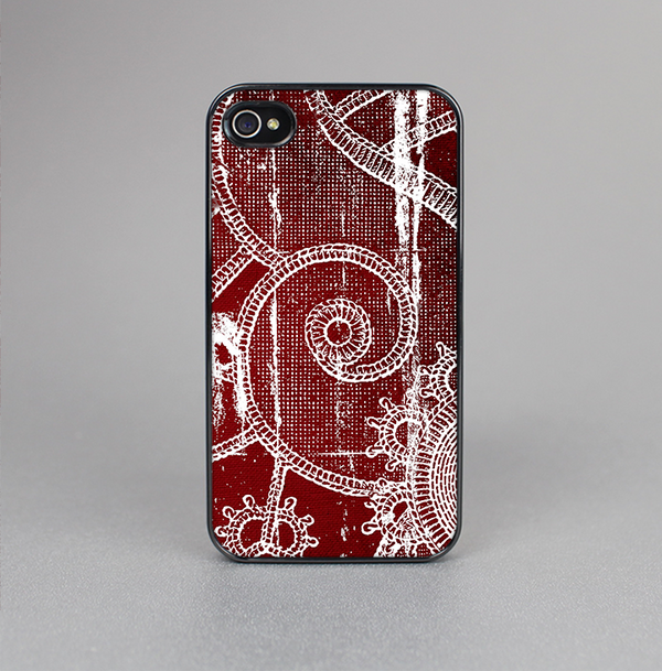 The Grungy Red & White Stitched Pattern Skin-Sert for the Apple iPhone 4-4s Skin-Sert Case