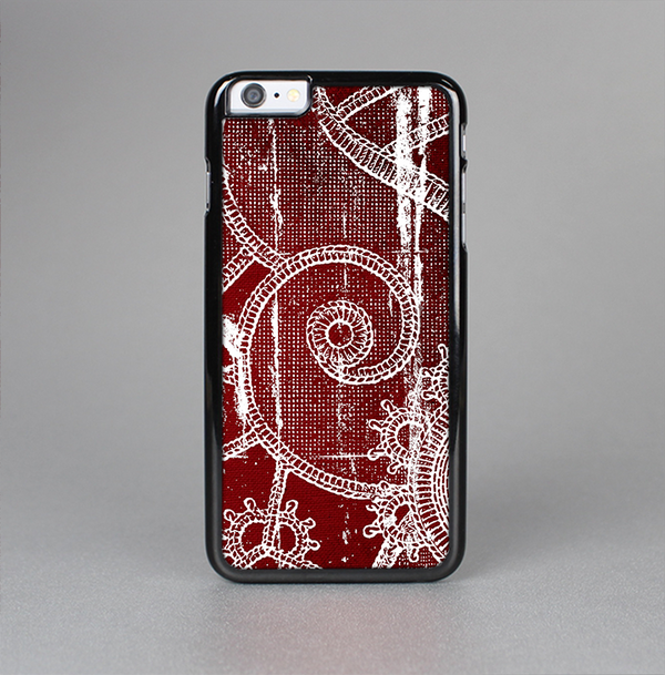 The Grungy Red & White Stitched Pattern Skin-Sert Case for the Apple iPhone 6 Plus