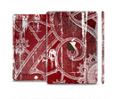 The Grungy Red & White Stitched Pattern Full Body Skin Set for the Apple iPad Mini 3