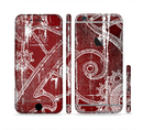 The Grungy Red & White Stitched Pattern Sectioned Skin Series for the Apple iPhone 6s Plus
